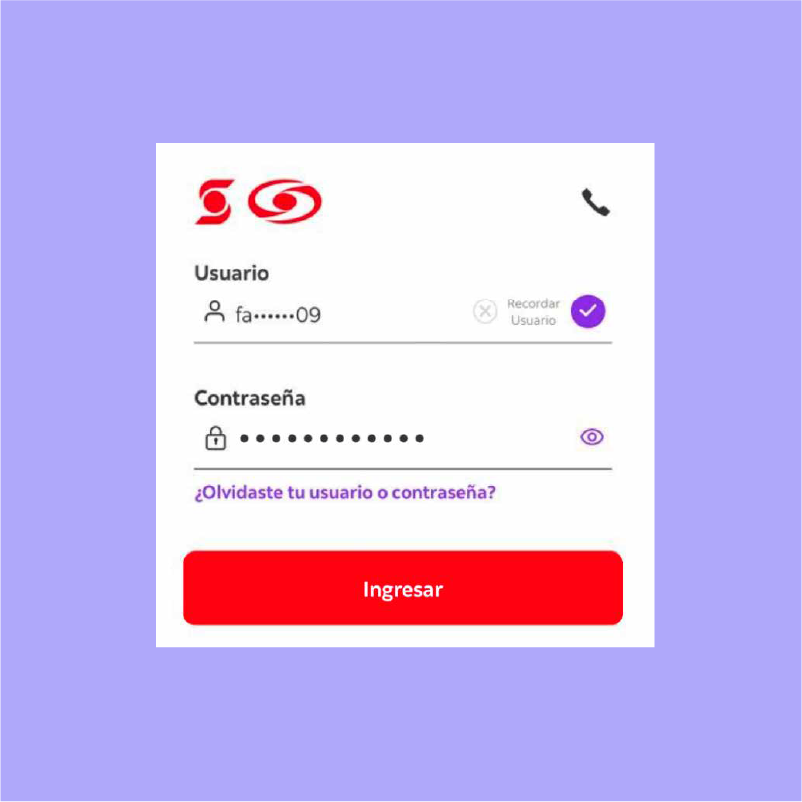 1. Ingresa con usuario y contraseña a tu Banca Virtual. Paso a paso